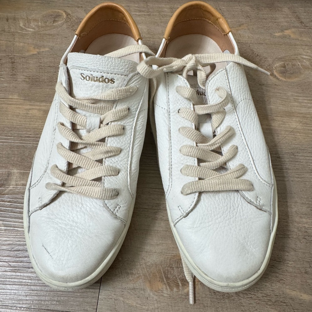Soludos Cream Leather Sneakers